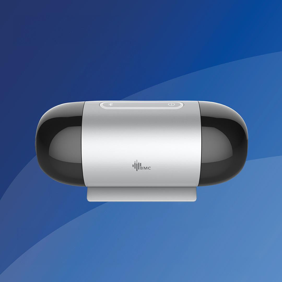 BMC M1 Travel Auto CPAP Mask Package, compact and portable sleep therapy device with sleek design and controls on the top.