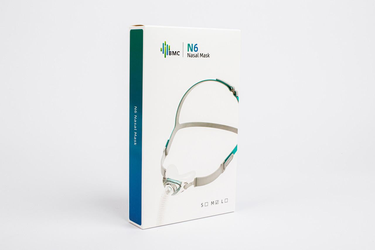 BMC N6 Nasal Mask Fitpack, all sizes included, depicted in its packaging with a white background