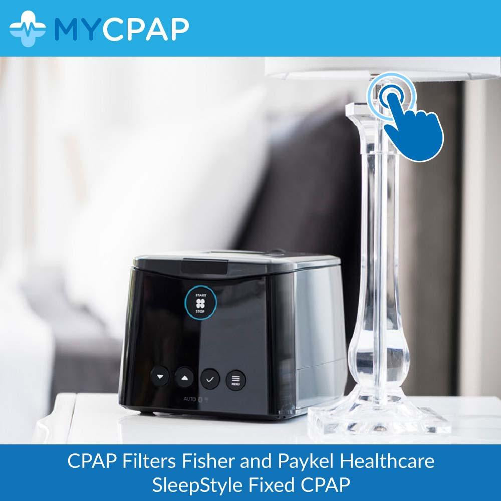 Fisher and Paykel Healthcare SleepStyle CPAP Filters, image showing a CPAP machine with a button to adjust the filter settings.