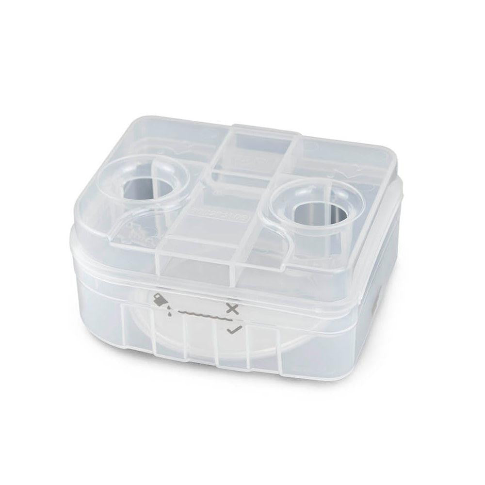 Fisher and Paykel Healthcare SleepStyle CPAP Humidification Chamber, a clear plastic humidifier chamber for CPAP therapy with marked fill lines and connection ports.
