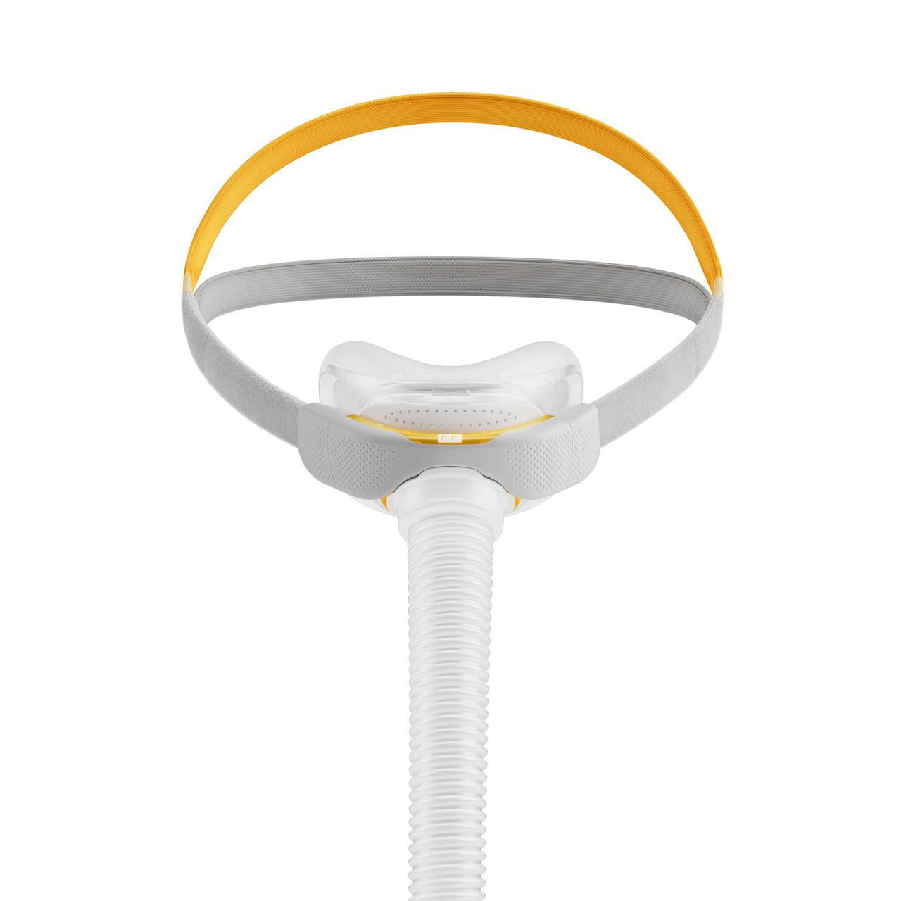 Fisher and Paykel Healthcare Fisher and Paykel Solo Nasal Interface FitPack - All Sizes Included, medical nasal mask for CPAP therapy with adjustable straps and a hose connector.