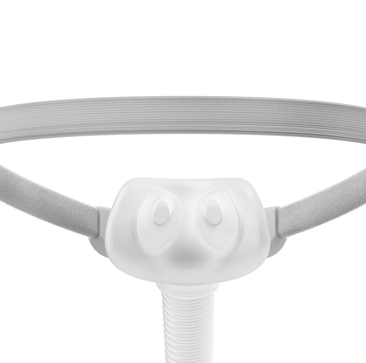 Fisher and Paykel Healthcare Fisher and Paykel Solo Pillows Cushions, medical sleep therapy device with adjustable straps and nasal pillows for respiratory support.
