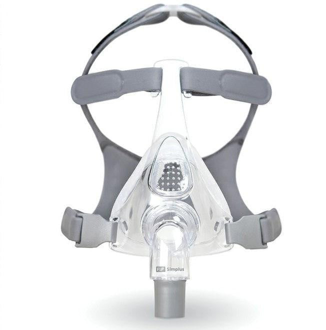 Fisher and Paykel Healthcare Simplus Full Face CPAP Mask, clear mask with adjustable straps and nasal cushion for sleep apnea therapy.