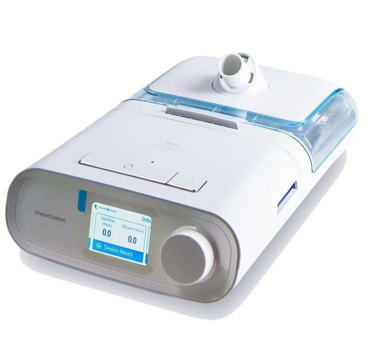 Philips Respironics DreamStation Pro CPAP with humidifier, including Philips mask, for sleep apnea therapy.