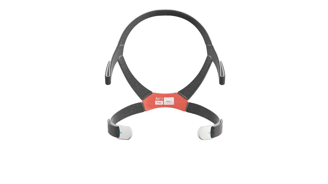 Resmed AirFit F40 headgear, adjustable headgear designed for CPAP therapy with a comfortable fit and secure straps.