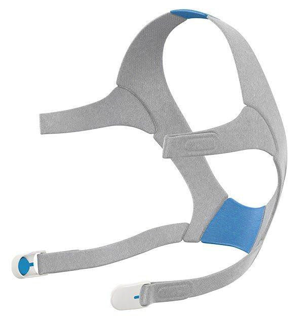 Resmed AirFit N20 Nasal Mask Headgear, adjustable headgear with soft straps and cushions designed for comfortable sleep apnea therapy.
