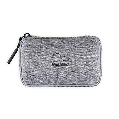 Resmed AirMini Travel Case, a grey fabric zippered pouch for storing the CPAP device and accessories.