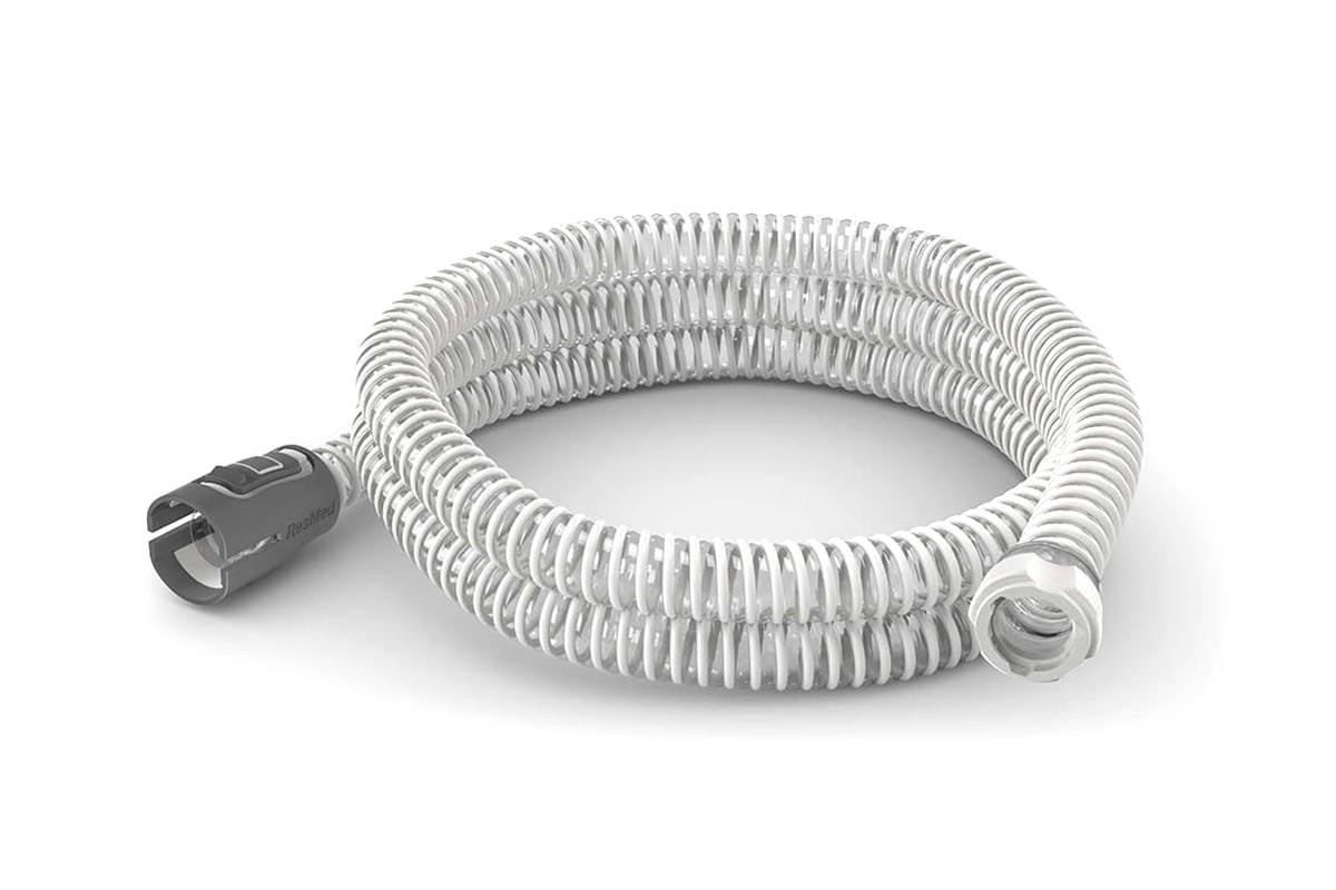 Resmed Airmini Tubing, coiled white flexible tubing for CPAP therapy.