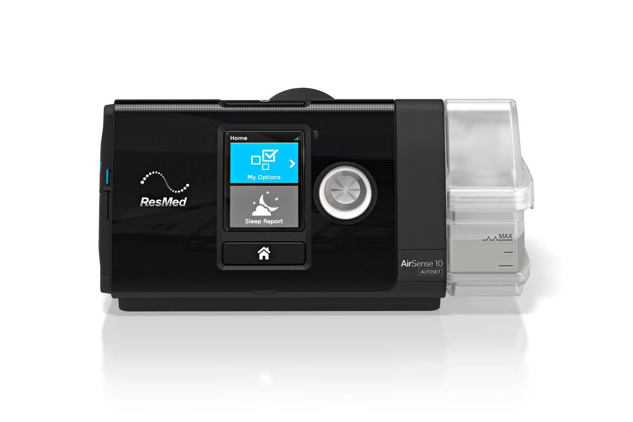 ResMed AirSense 10 AutoSet 4G machine with mask, package contents
