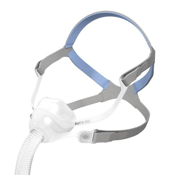 Resmed Airsense 10 Elite CPAP 4G Machine & Mask Package, CPAP mask with adjustable headgear and flexible hose for sleep apnea therapy.