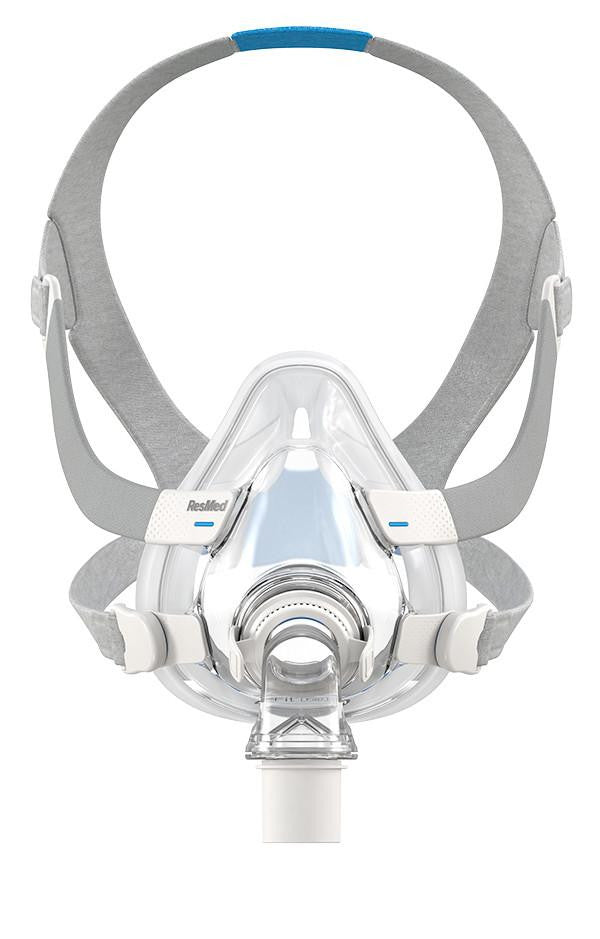 Resmed Airsense 10 Elite CPAP 4G Machine & Mask Package, close-up view of the CPAP mask with headgear and adjustable straps.