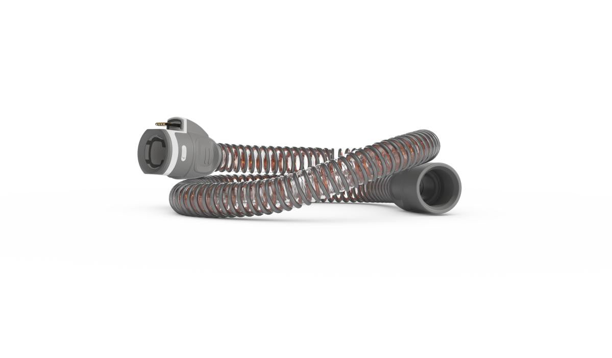Resmed ClimateLineAir 11 Heated Tube, flexible coiled medical heated air tubing for sleep therapy devices.