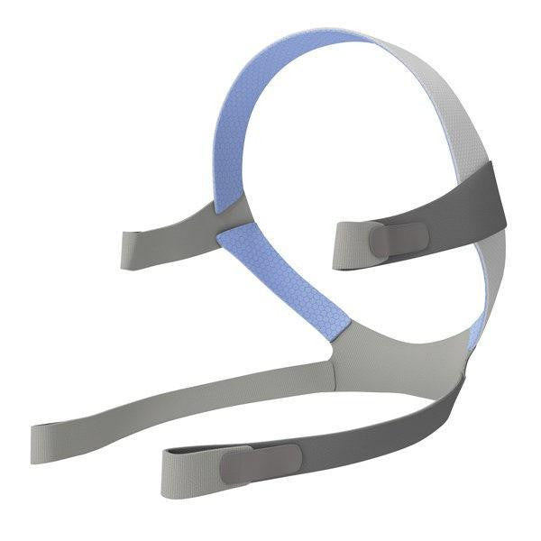 Resmed F10 Headgear, adjustable sleep apnea headgear with straps and velcro closures for comfortable fit.