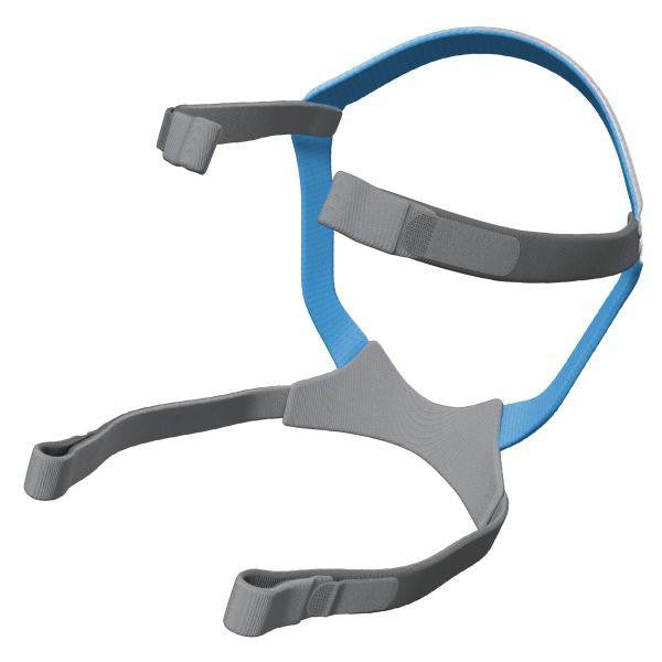 Resmed Mirage Quattro Air Headgear, medical CPAP headgear with adjustable straps and breathable fabric design for sleep apnea therapy.