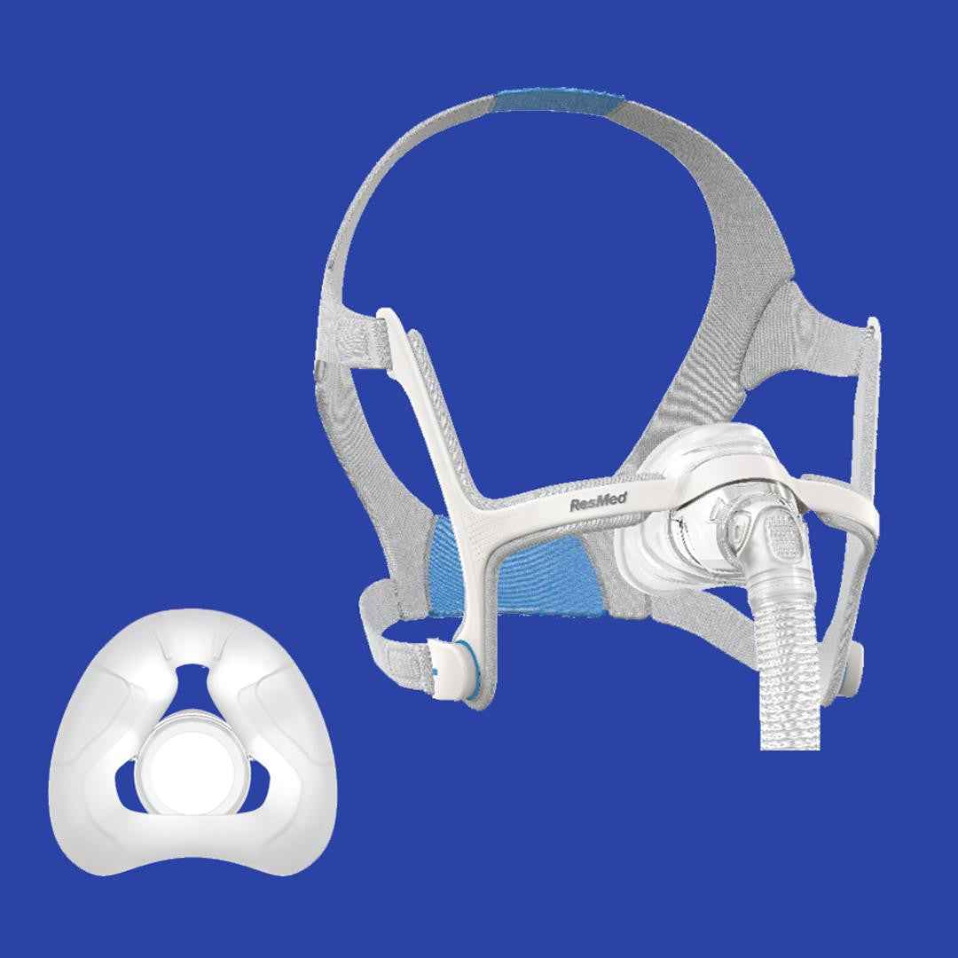 ResMed AirFit N20 Nasal Mask, white nasal mask with adjustable straps and a flexible frame designed for comfortable sleep apnea therapy.