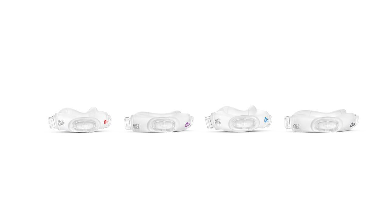 Resmed ResMed AirFit N30i QuietAir Cushion, a set of soft white CPAP mask cushions with colored indicators for size, designed for comfortable sleep therapy.