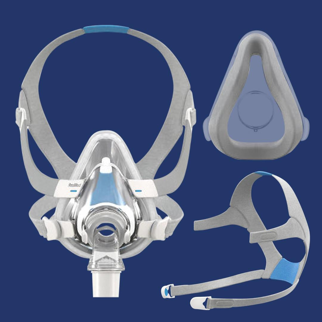 Resmed ResMed AirTouch F20 starter kit, includes a mask, headgear, and cushion for sleep apnea therapy.