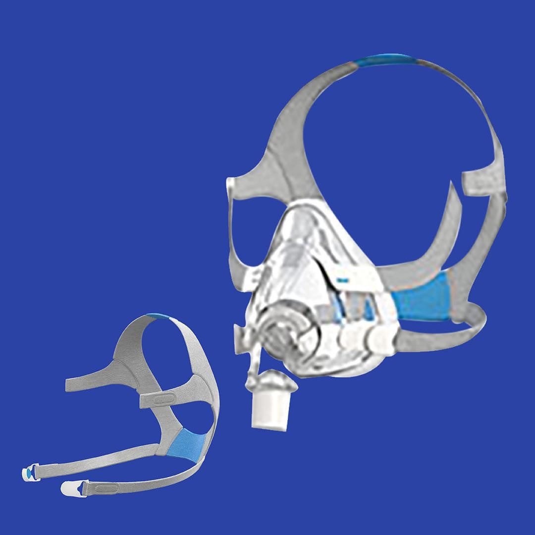 Resmed ResMed F20 AirFit Full Face CPAP mask, a medical-grade mask for sleep apnea therapy featuring a full face design and adjustable straps.